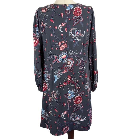 LOFT NOUVEAU GARDEN FLORAL LONG SLEEVE CASUAL SHIFT DRESS IN GRAY WOMEN'S SIZE 8 - Picture 3 of 15